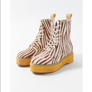 Urban Outfitters Zebra Combat Boots, Size 9